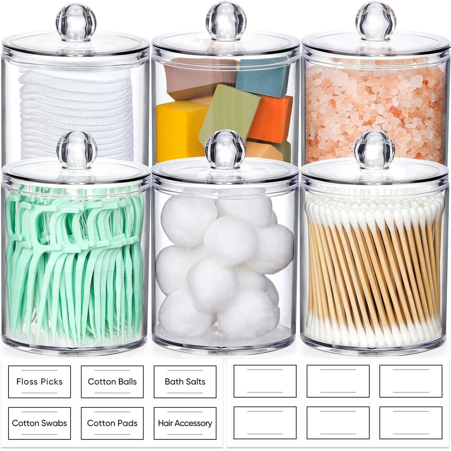 Clear Acrylic Qtip Dispenser Set - 4 Pack