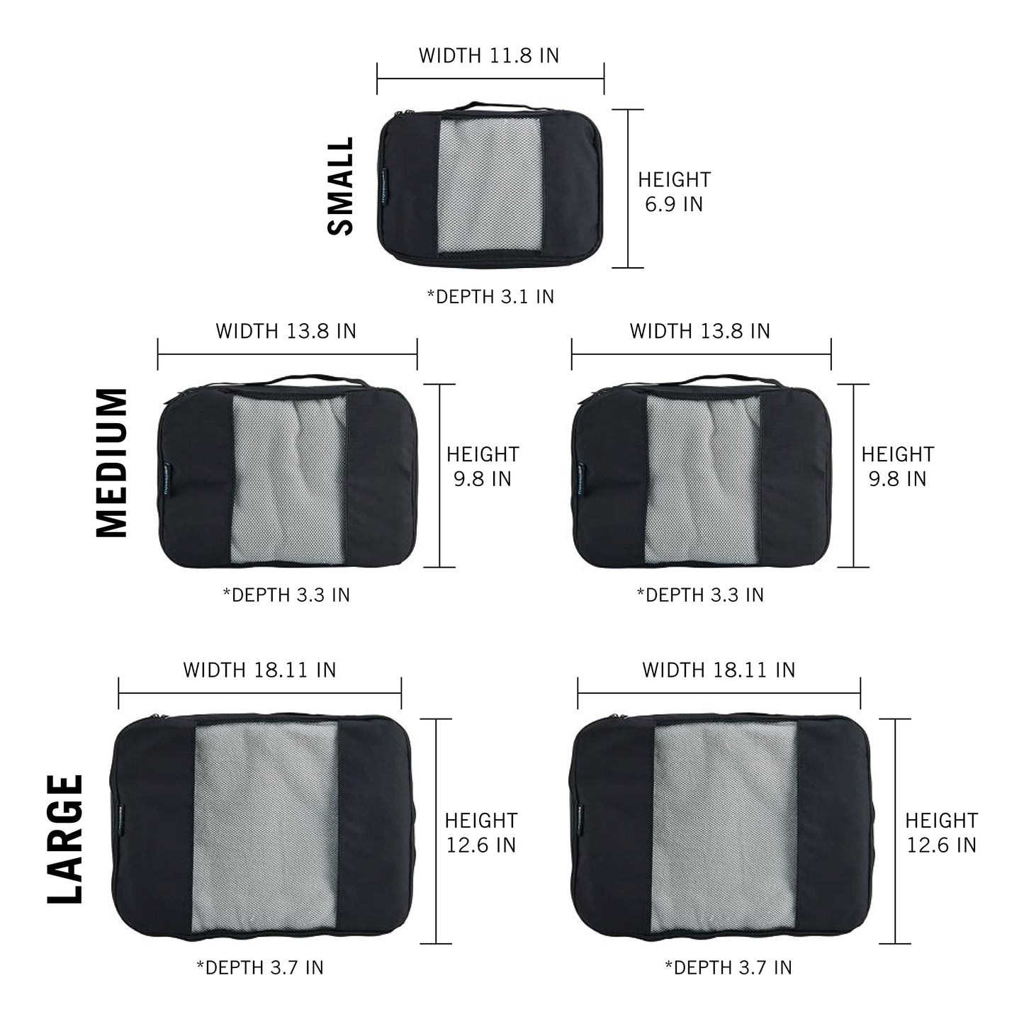 TravelWise Weekender Packing Cube Set - Silver 5-Piece