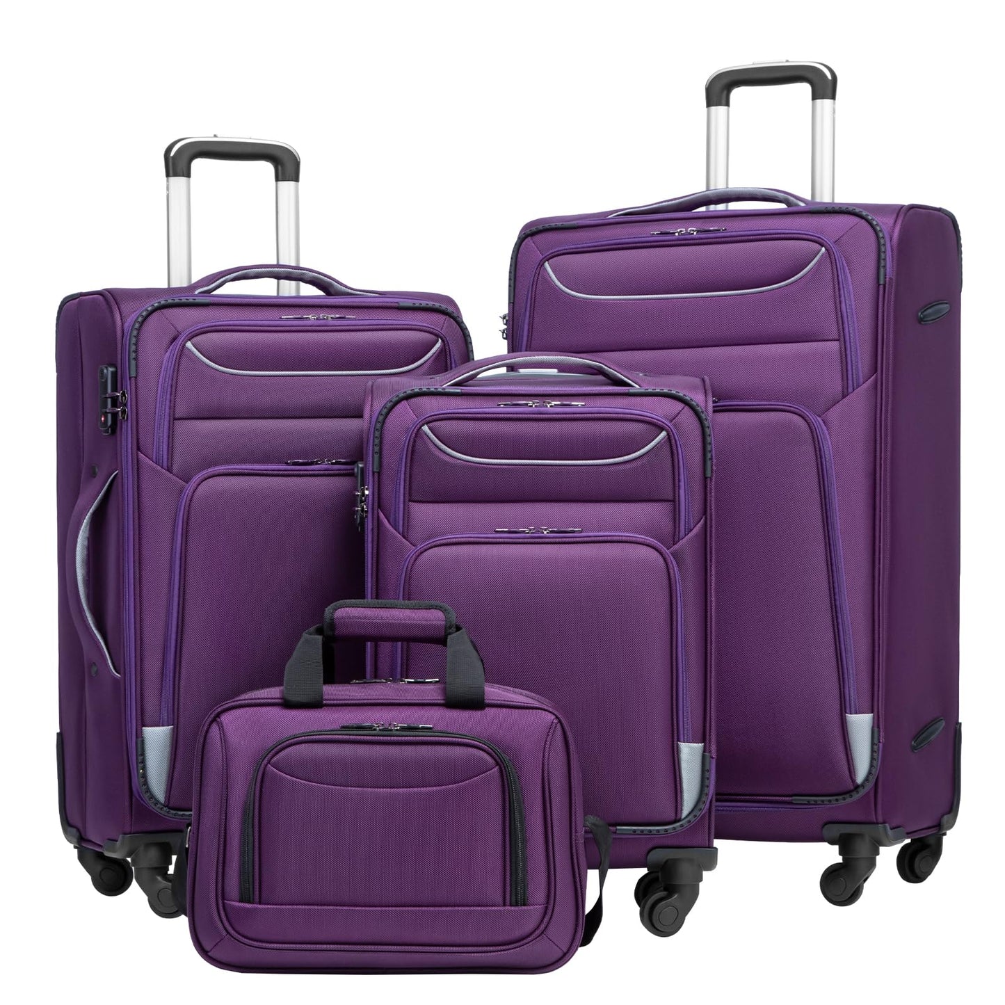 Coolife 4-Piece Softshell Spinner Luggage Set