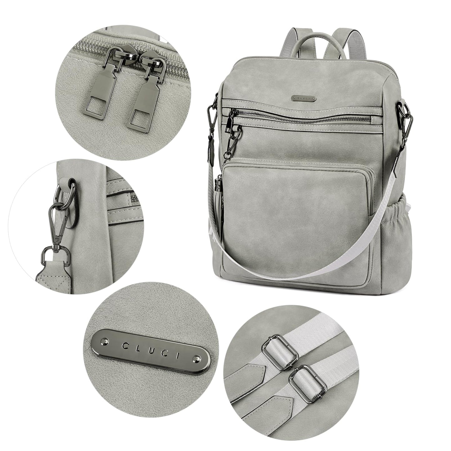 CLUCI Luxe Convertible Leather Backpack Purse