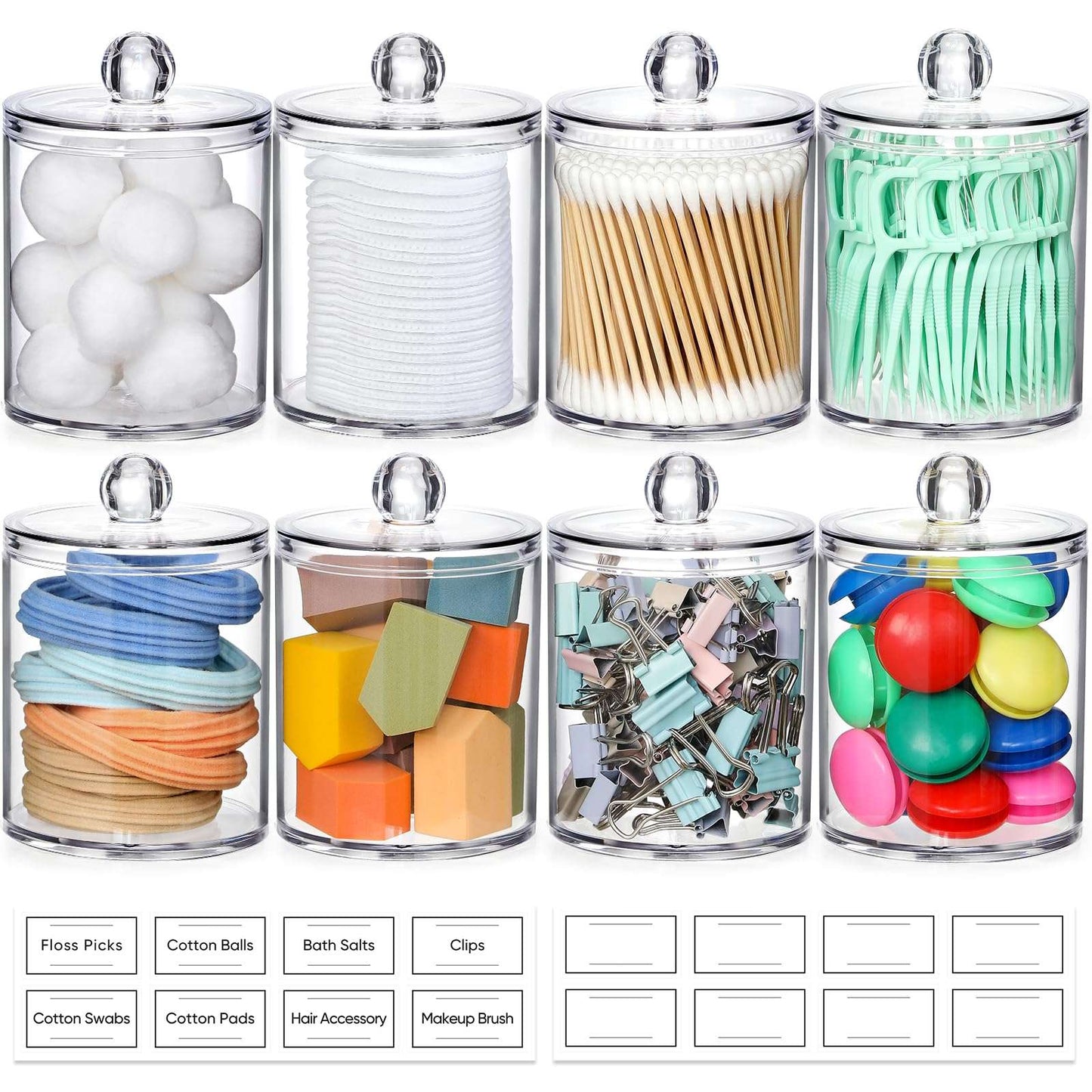 Clear Acrylic Qtip Dispenser Set - 4 Pack