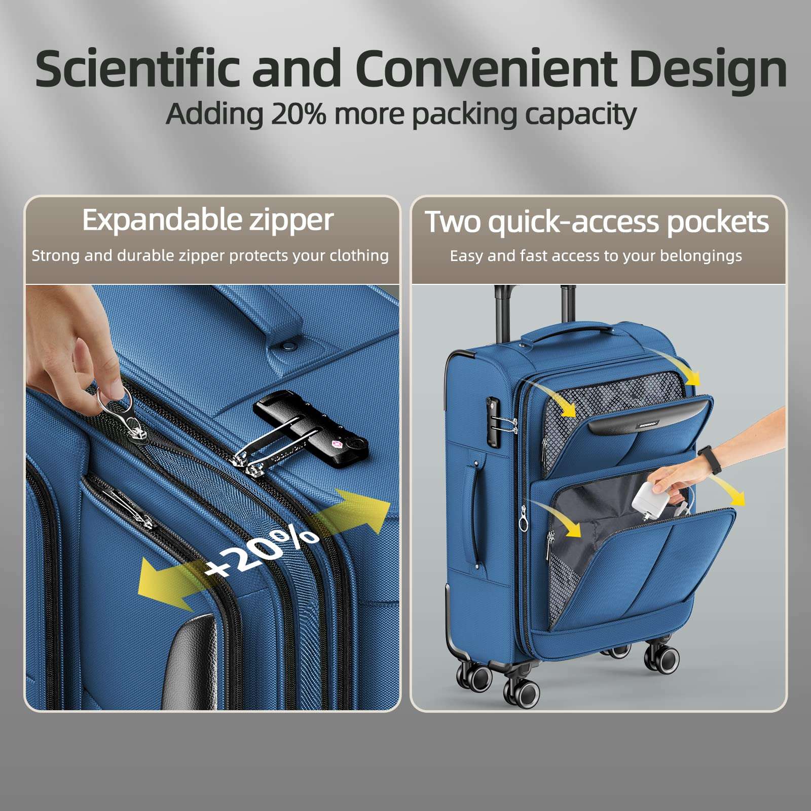 SHOWKOO Armygreen 3-Piece Expandable Luggage Set