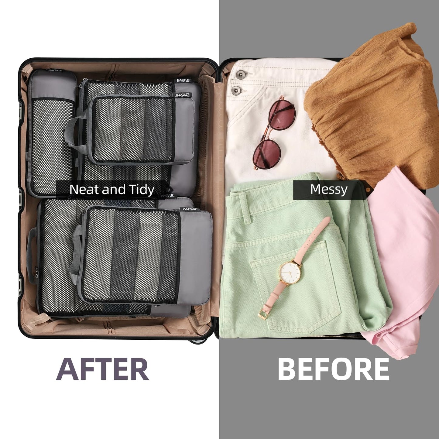 BAGAIL Expandable Travel Compression Cubes Set