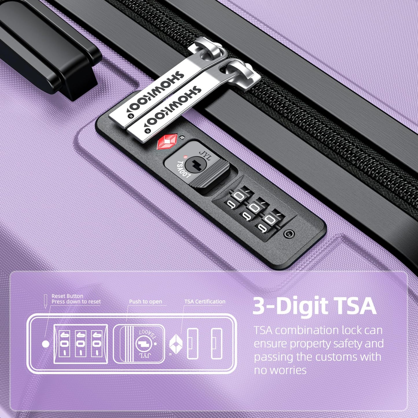 Expandable ShowKoo Suitcase - Durable & TSA Lock