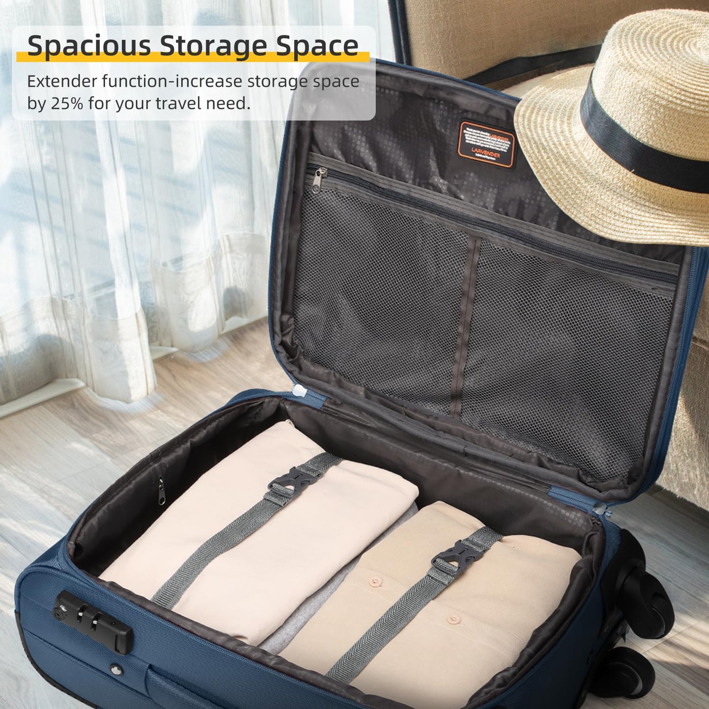 LARVENDER Expandable 5-Piece Spinner Luggage Set