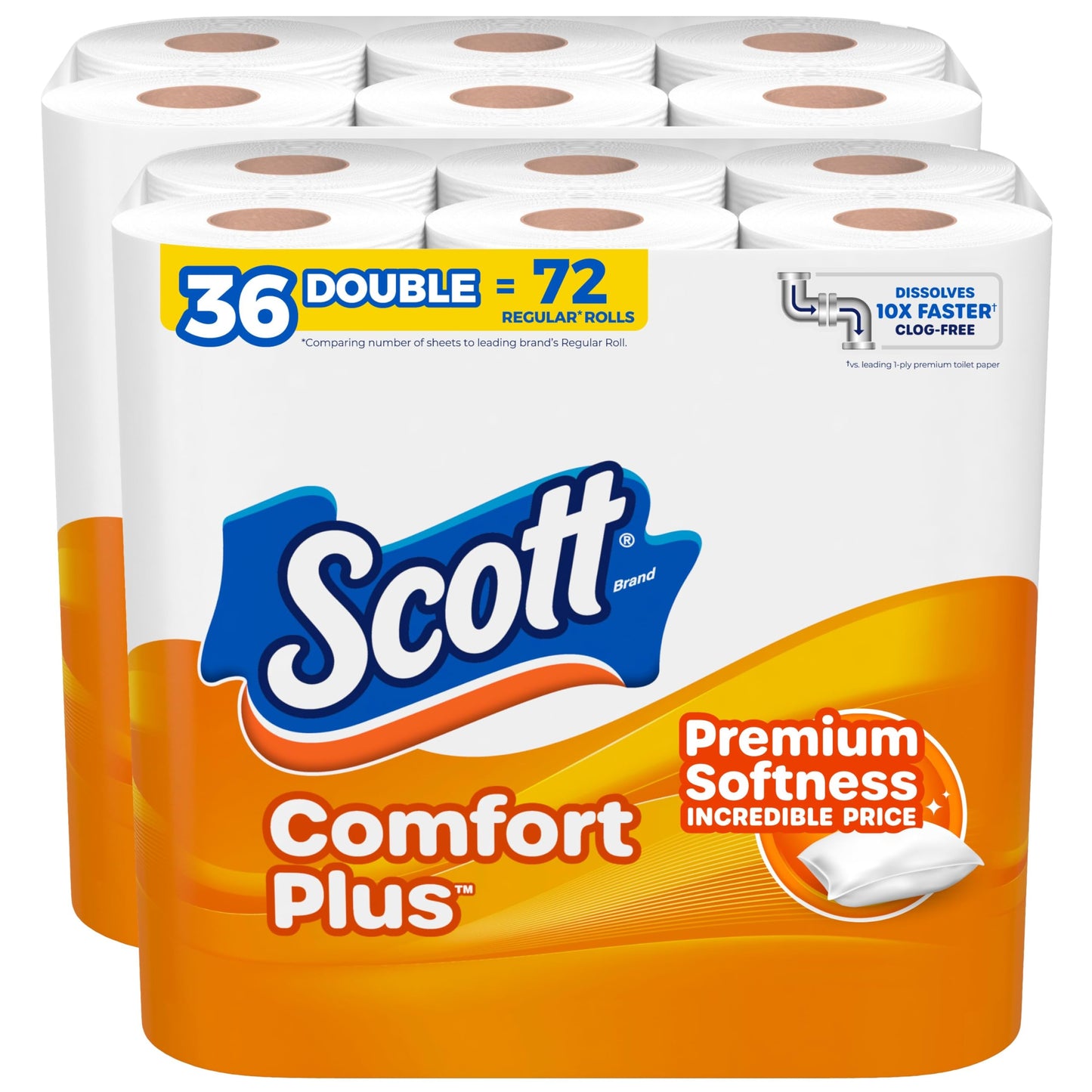 Scott Comfort+ 12 Double Rolls, 231 Sheets, Septic-Safe