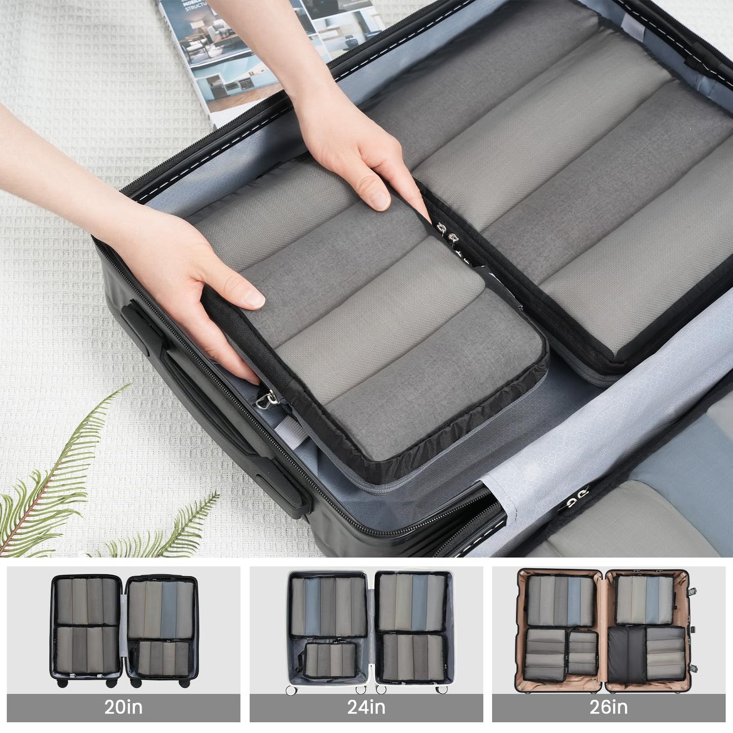 BAGAIL Travel Compression Cubes Set for Packing Ease
