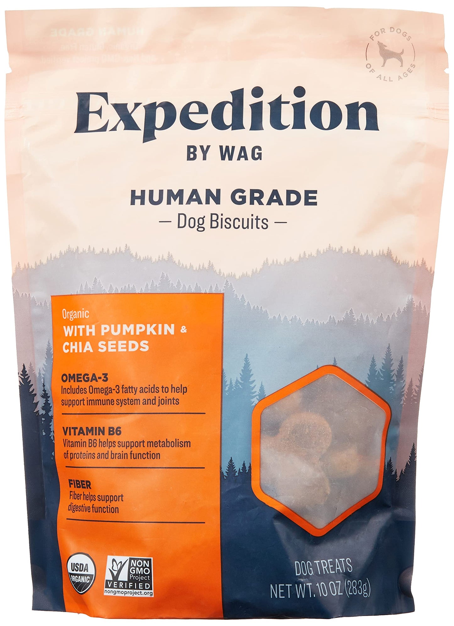 Wag Expedition Pumpkin Chia Dog Treats, Organic Biscuits