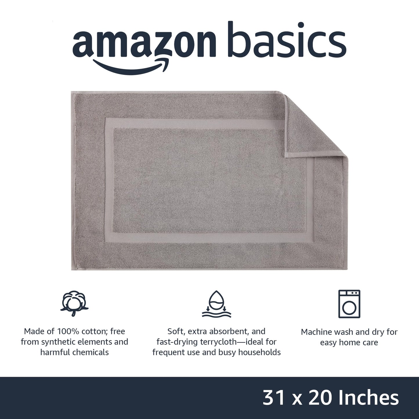 Soft Silver Banded Bath Rug Mat
