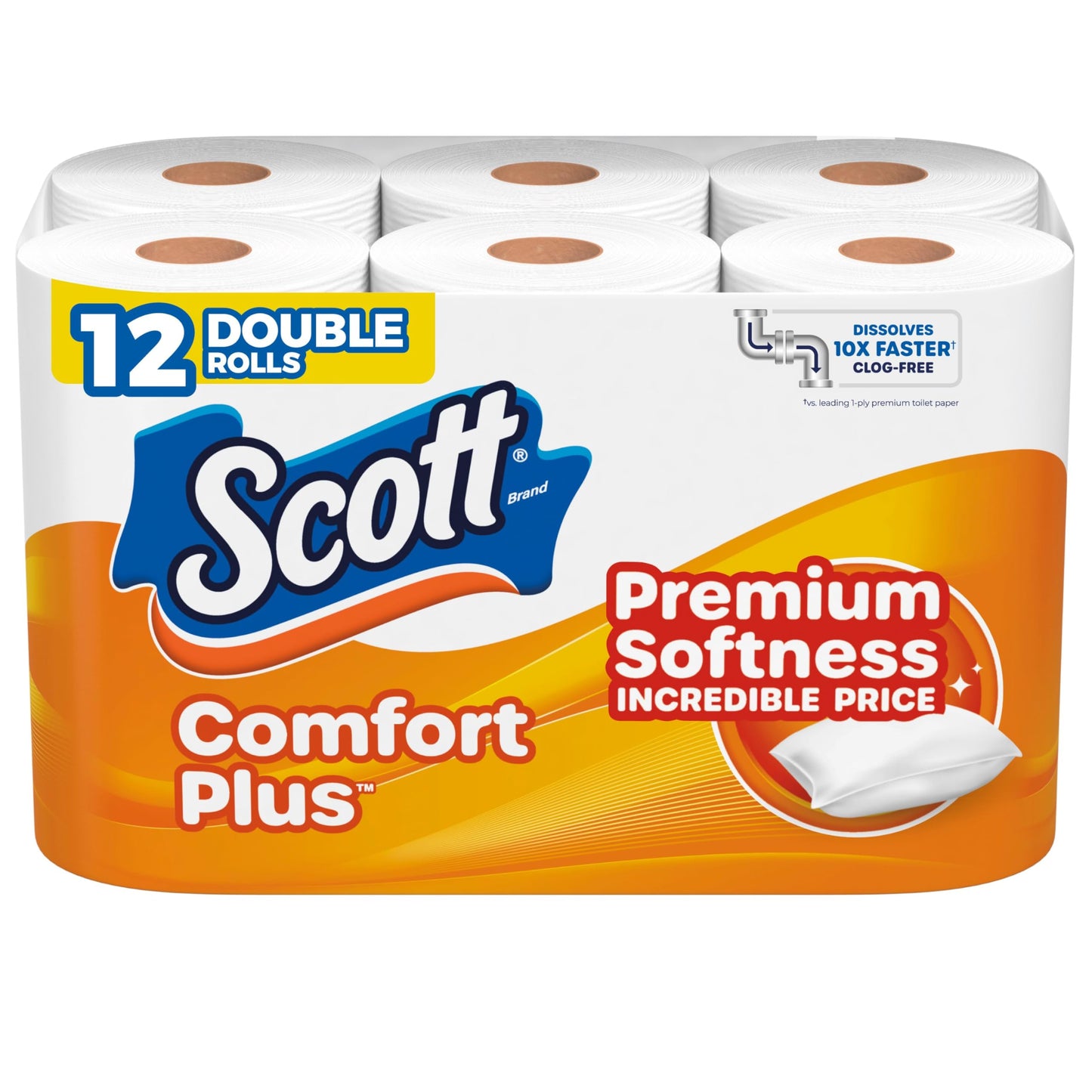 Scott Comfort+ 12 Double Rolls, 231 Sheets, Septic-Safe