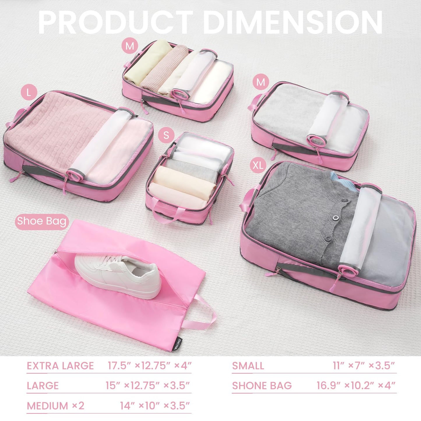 BAGAIL Travel Compression Cubes Set for Packing Ease
