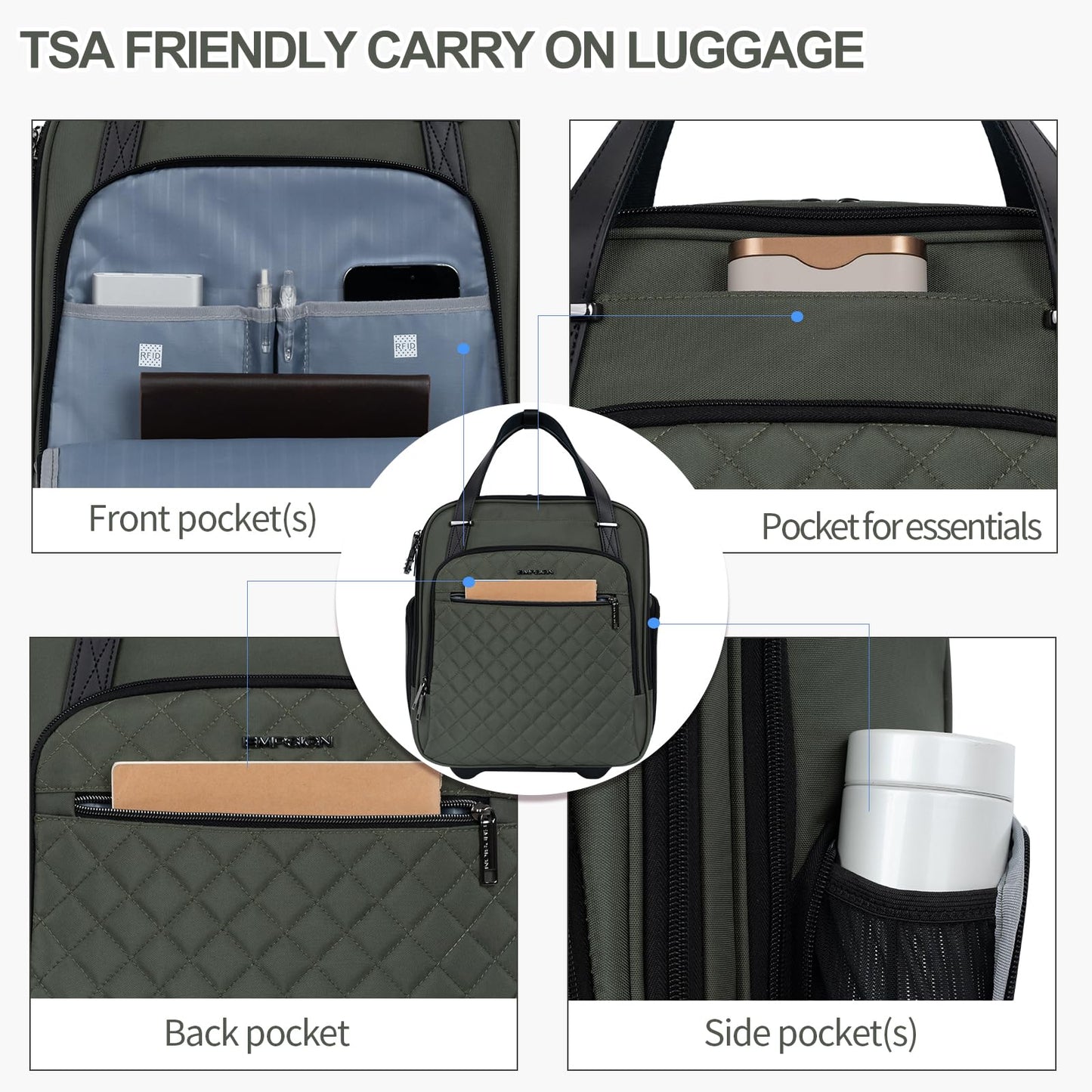EMPSIGN 16 Wheeled Underseat Travel Bag