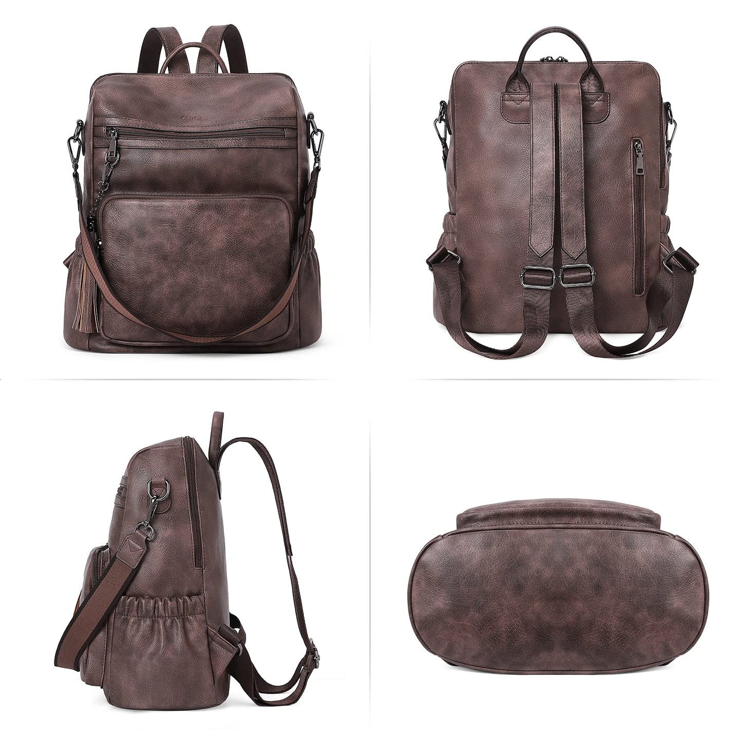 CLUCI Luxe Convertible Leather Backpack Purse