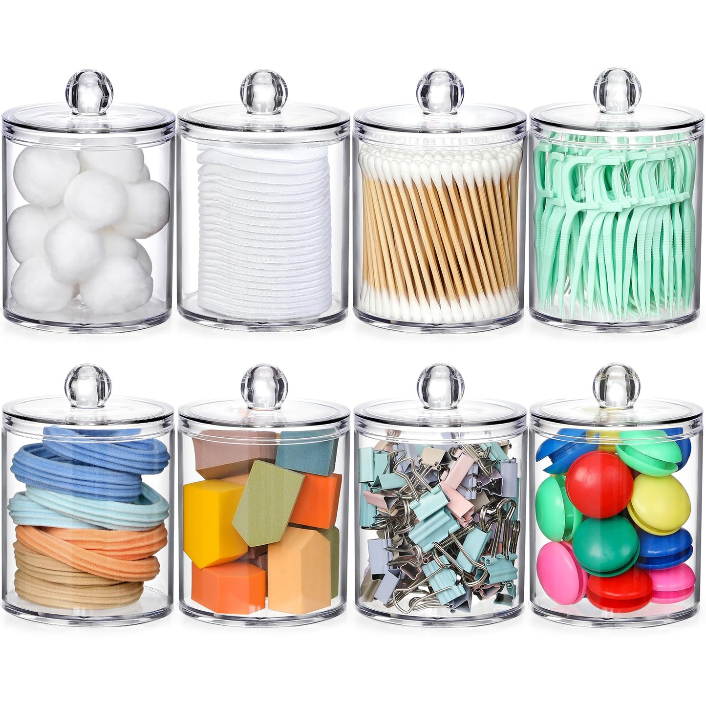 Clear Acrylic Qtip Dispenser Set - 4 Pack