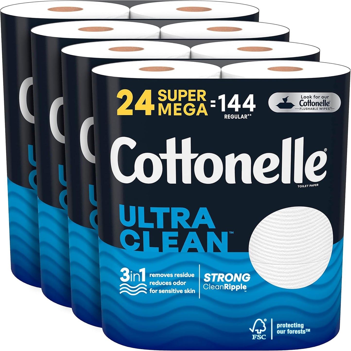 Cottonelle Ultra Clean Toilet Paper: 18 Mega Rolls (72 Regular Rolls), 284 Sheets Each