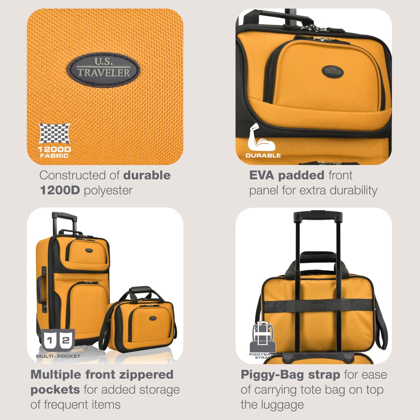 U.S. Traveler Rio Expandable Orange Carry-on