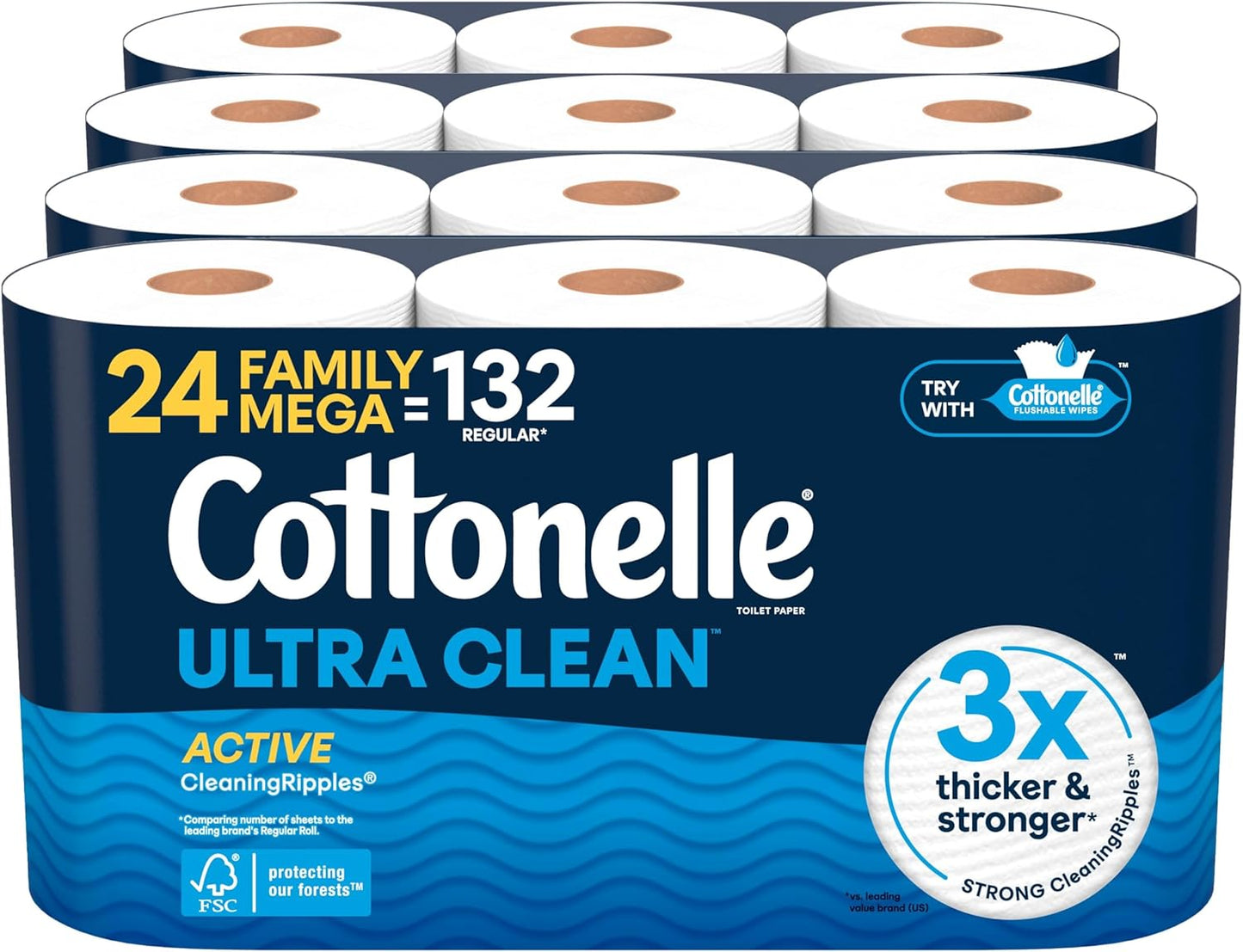 Cottonelle Ultra Clean Toilet Paper: 18 Mega Rolls (72 Regular Rolls), 284 Sheets Each