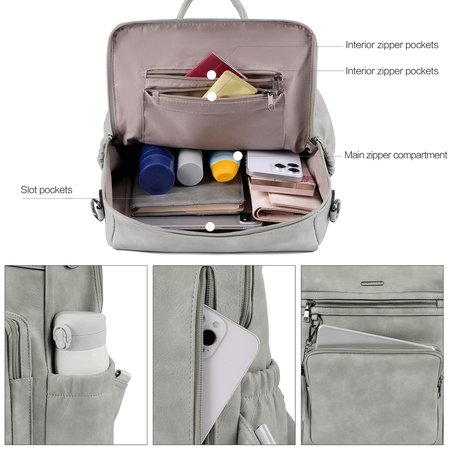 CLUCI Luxe Convertible Leather Backpack Purse