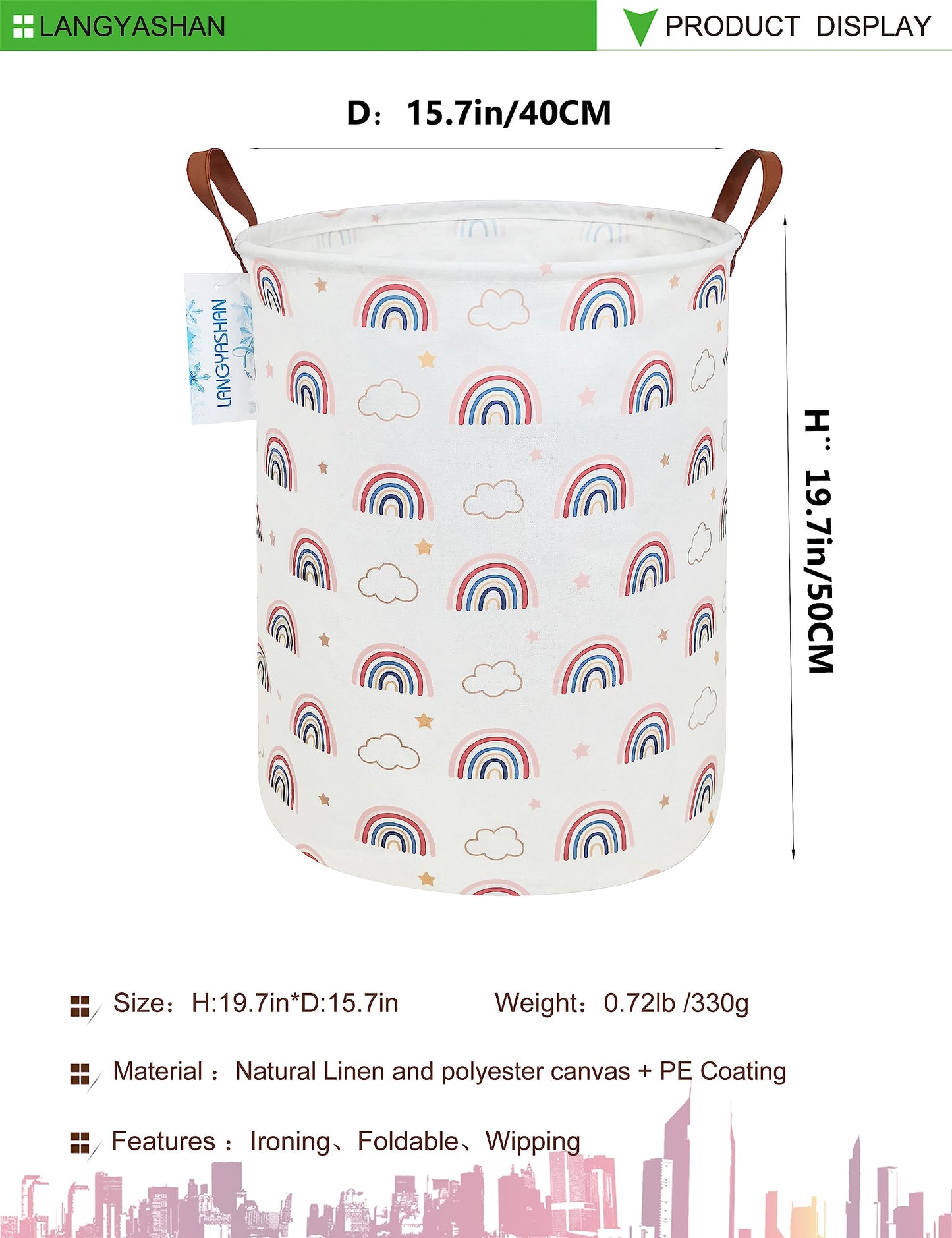 Collapsible Canvas Hamper by LANGYASHAN