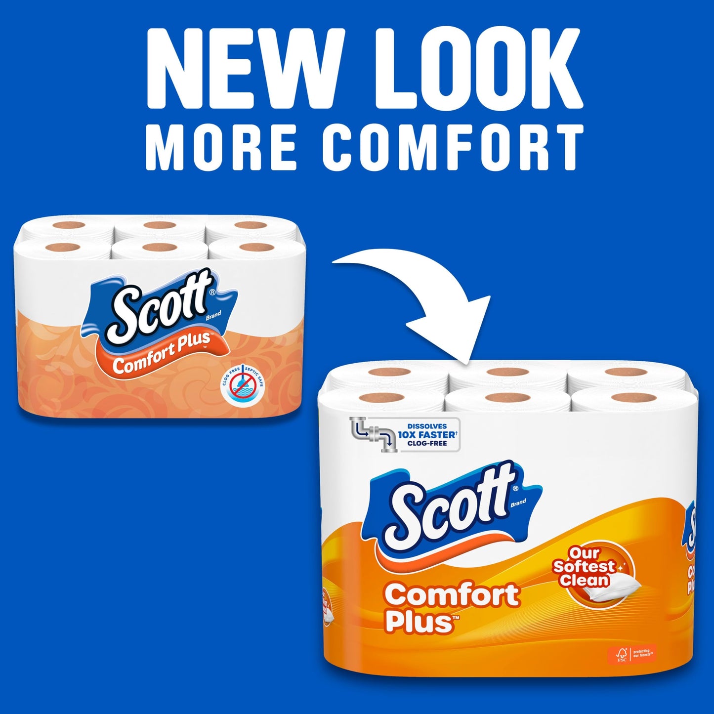 Scott Comfort+ 12 Double Rolls, 231 Sheets, Septic-Safe