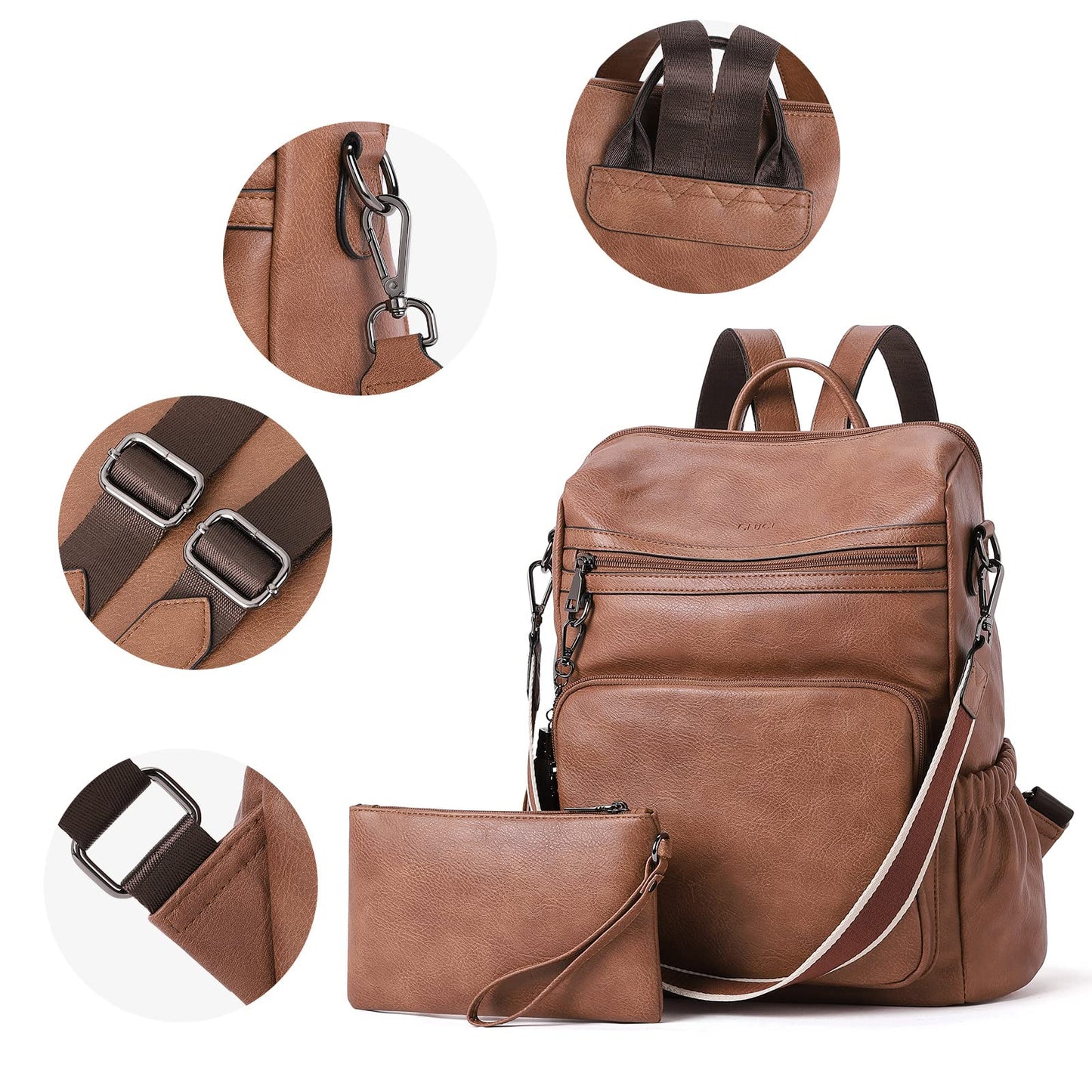 CLUCI Luxe Convertible Leather Backpack Purse