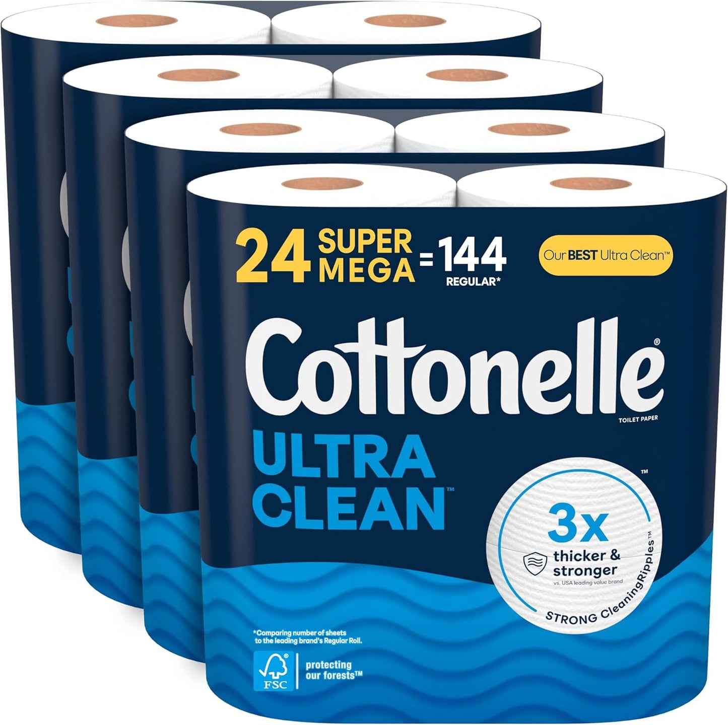 Cottonelle Ultra Clean Toilet Paper: 18 Mega Rolls (72 Regular Rolls), 284 Sheets Each