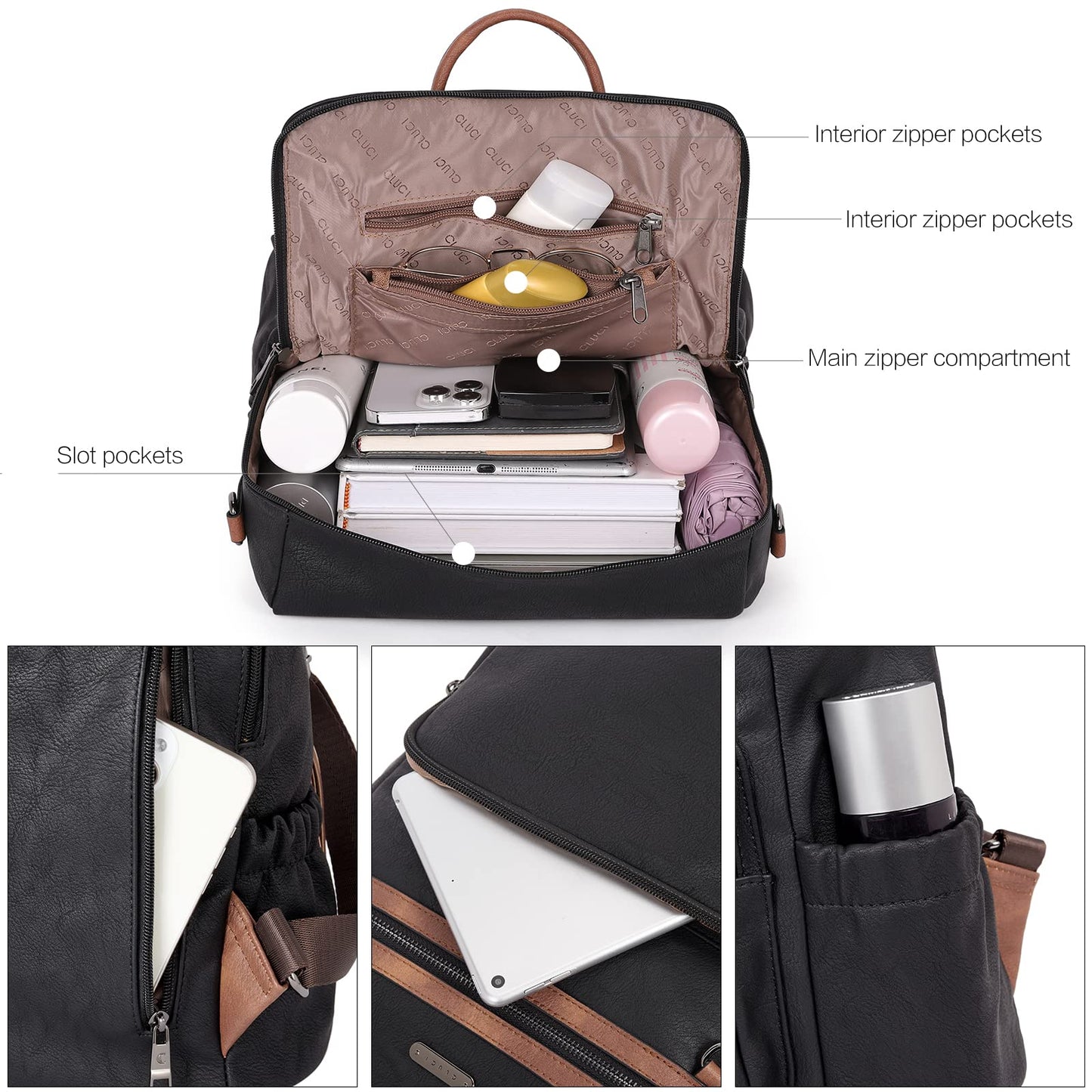 CLUCI Luxe Convertible Leather Backpack Purse