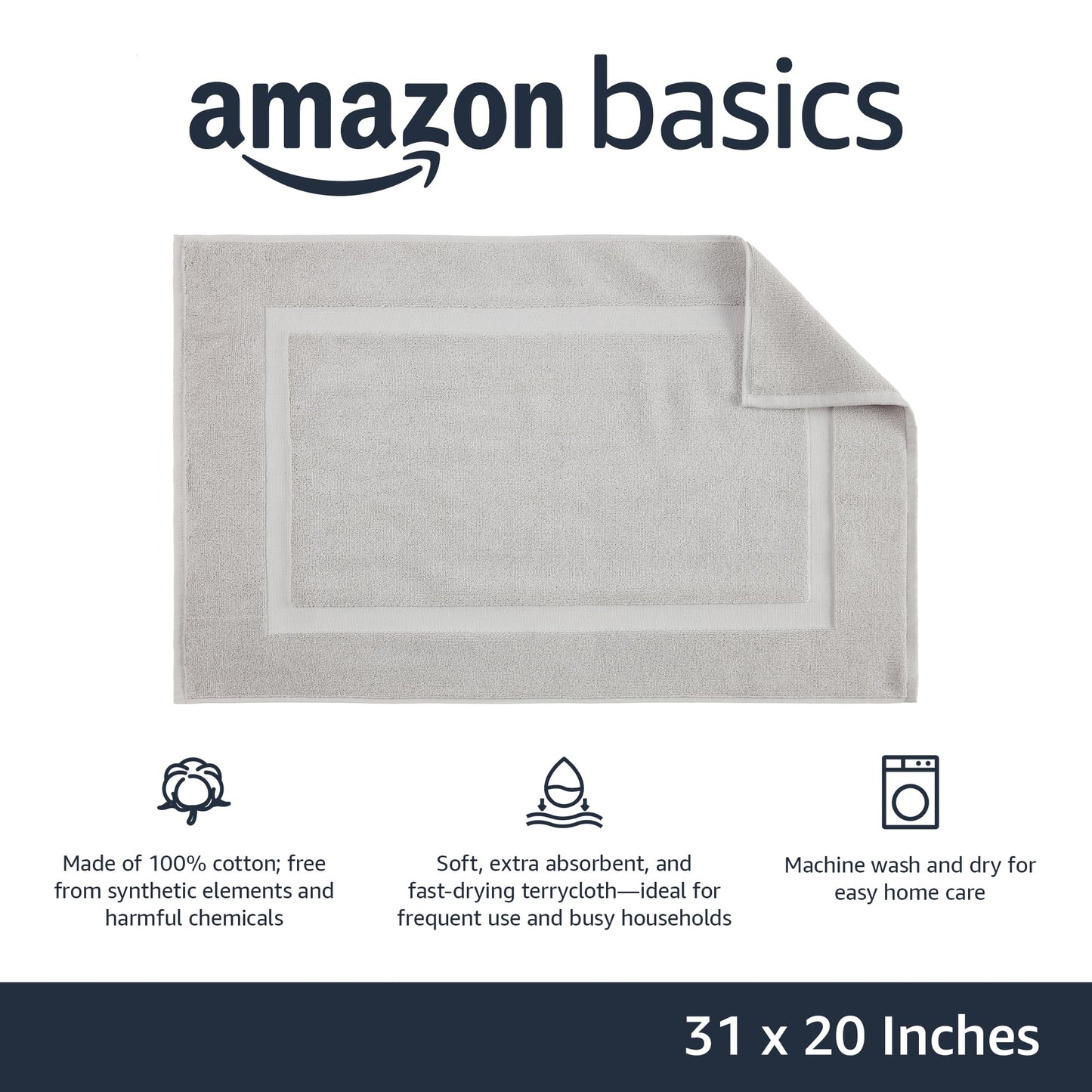 Soft Silver Banded Bath Rug Mat