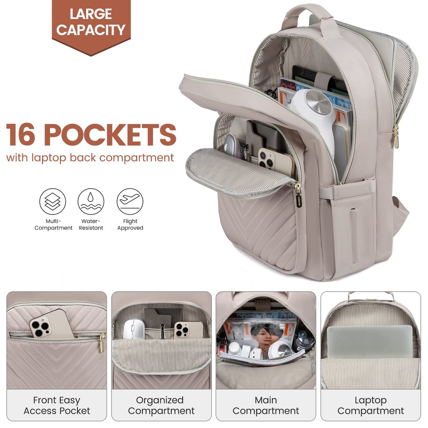 Chic Leather Laptop Backpack for Women - LoveVook