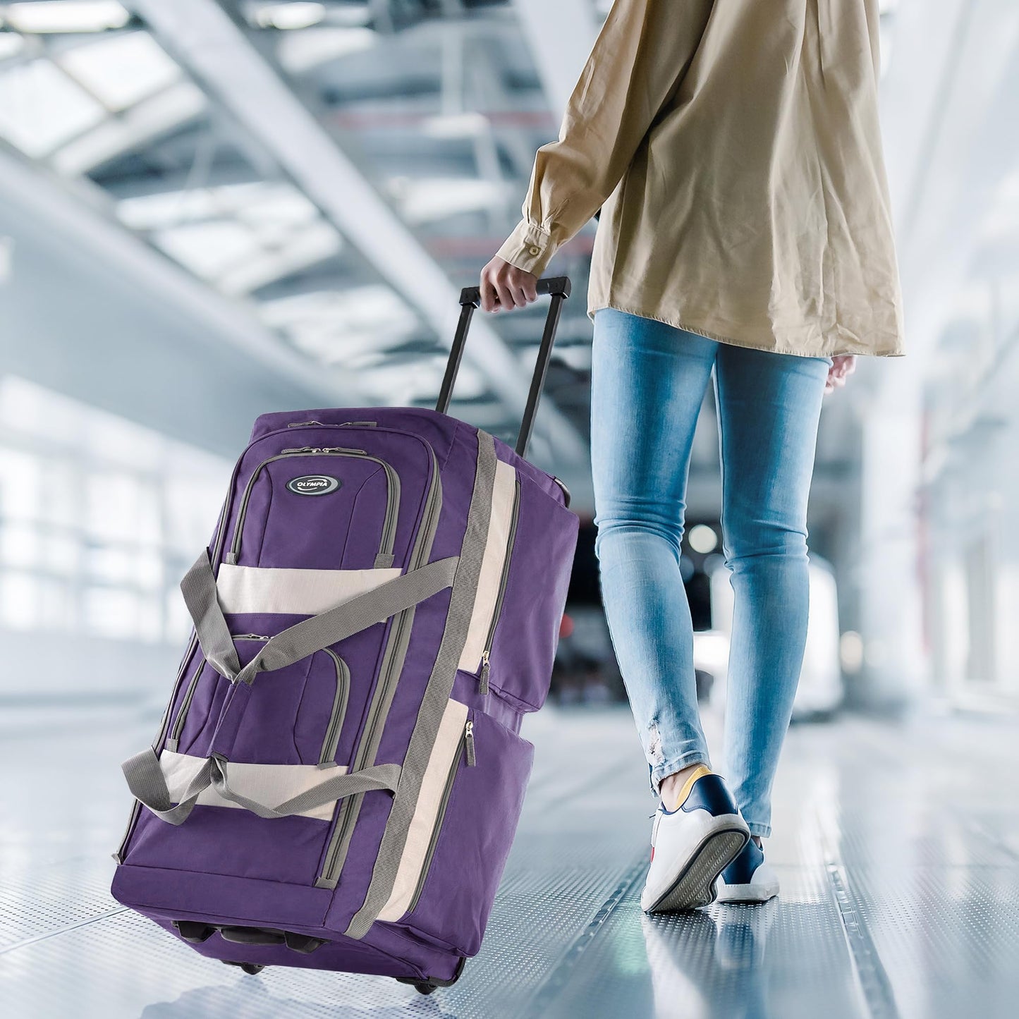 Olympia 22 Max Wheeled Duffel: 8-Pocket Water-Resist