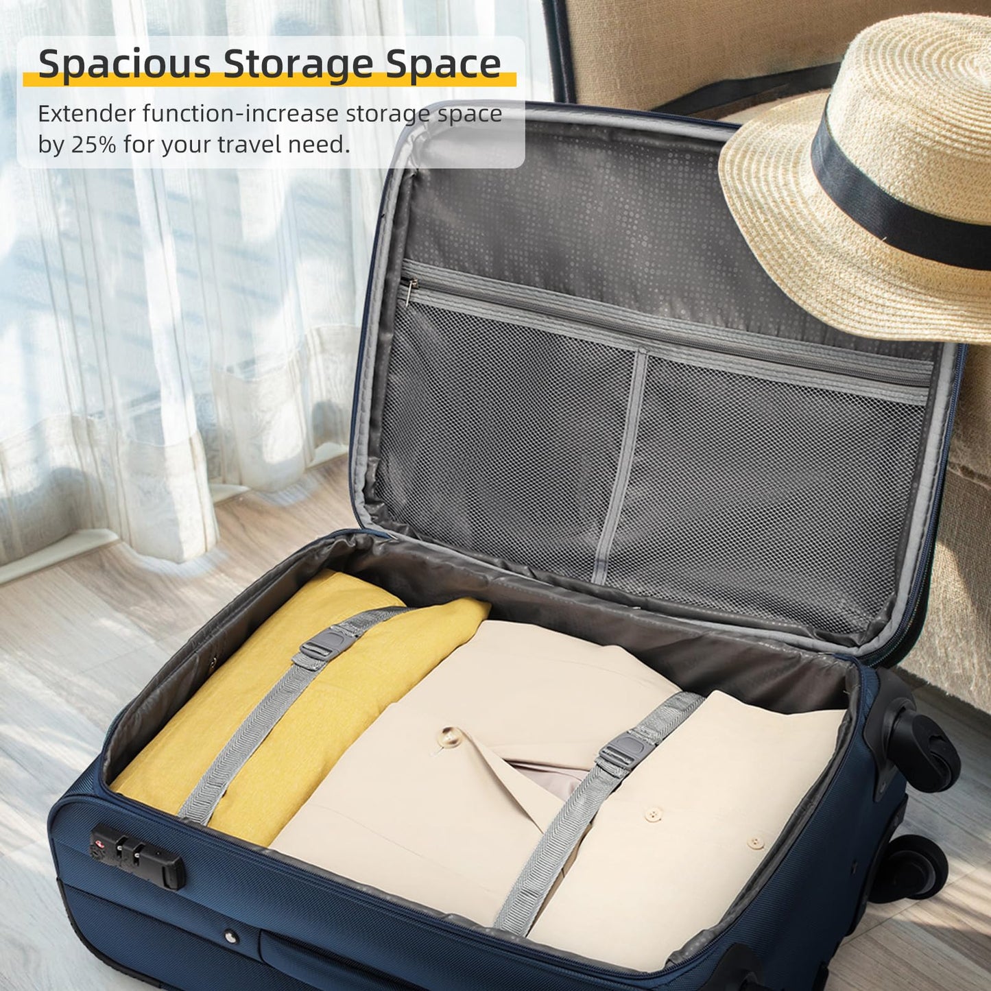LARVENDER Expandable 5-Piece Spinner Luggage Set