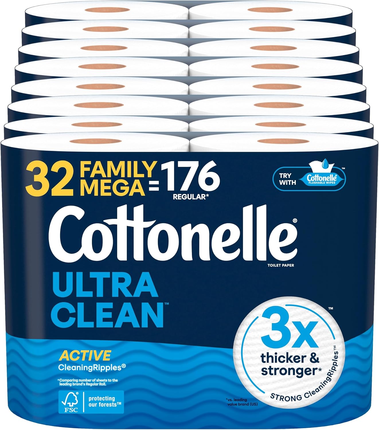Cottonelle Ultra Clean Toilet Paper: 18 Mega Rolls (72 Regular Rolls), 284 Sheets Each