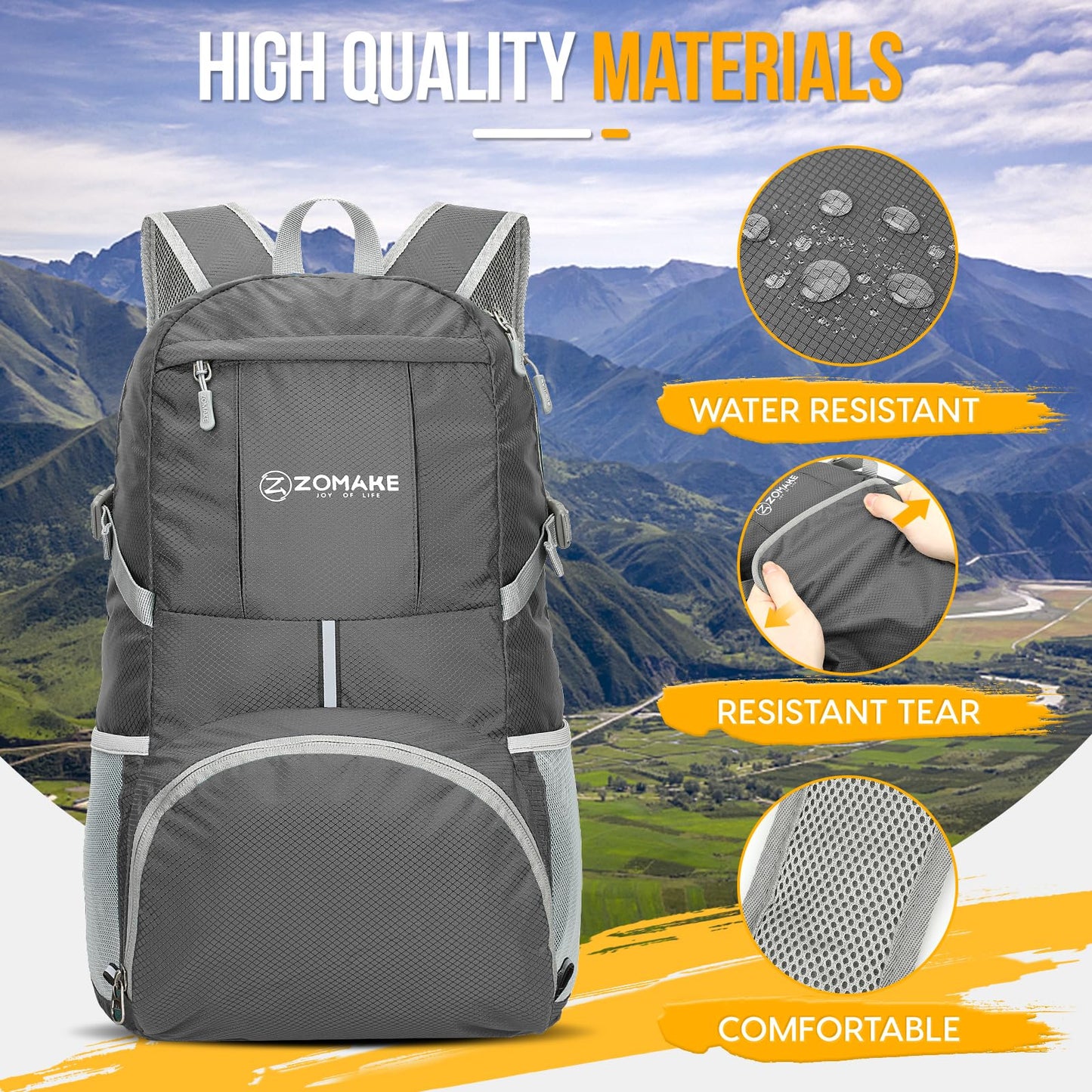 ZOMAKE 35L Compact Waterproof Hiking Backpack