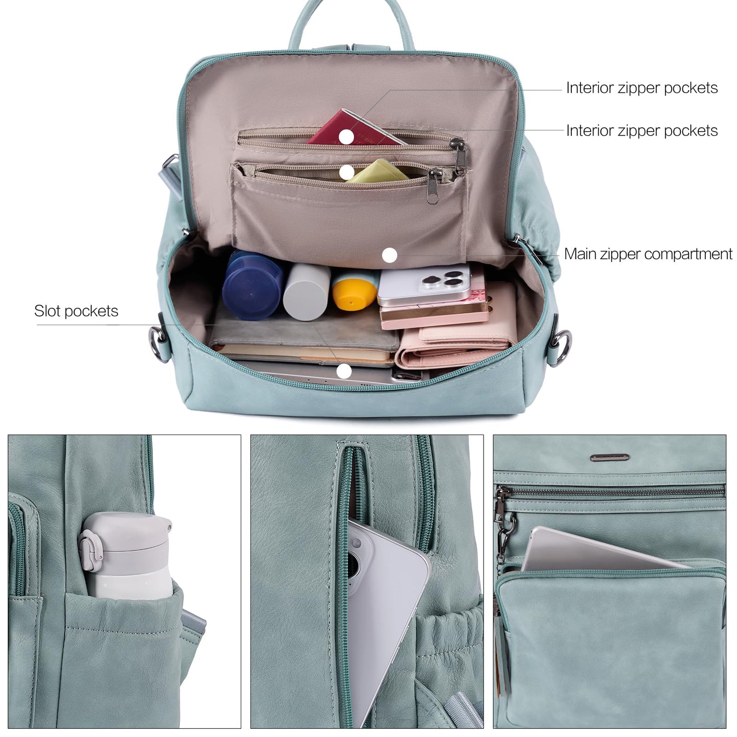 CLUCI Luxe Convertible Leather Backpack Purse