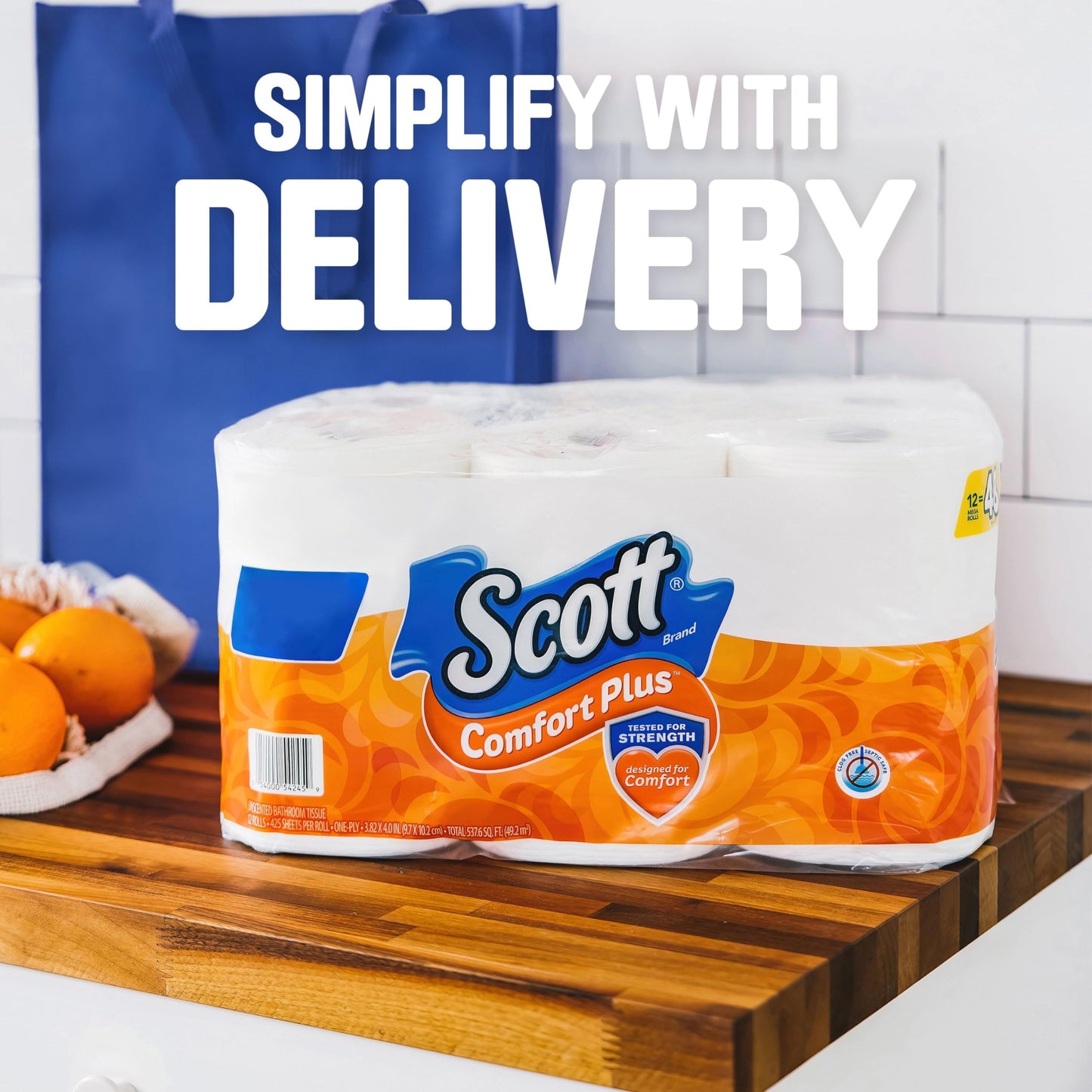 Scott Comfort+ 12 Double Rolls, 231 Sheets, Septic-Safe