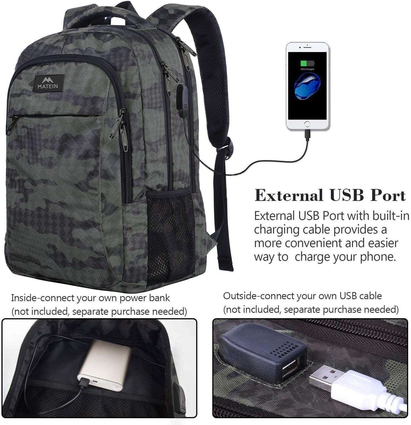 MATEIN SleekGuard Laptop Backpack with USB Port