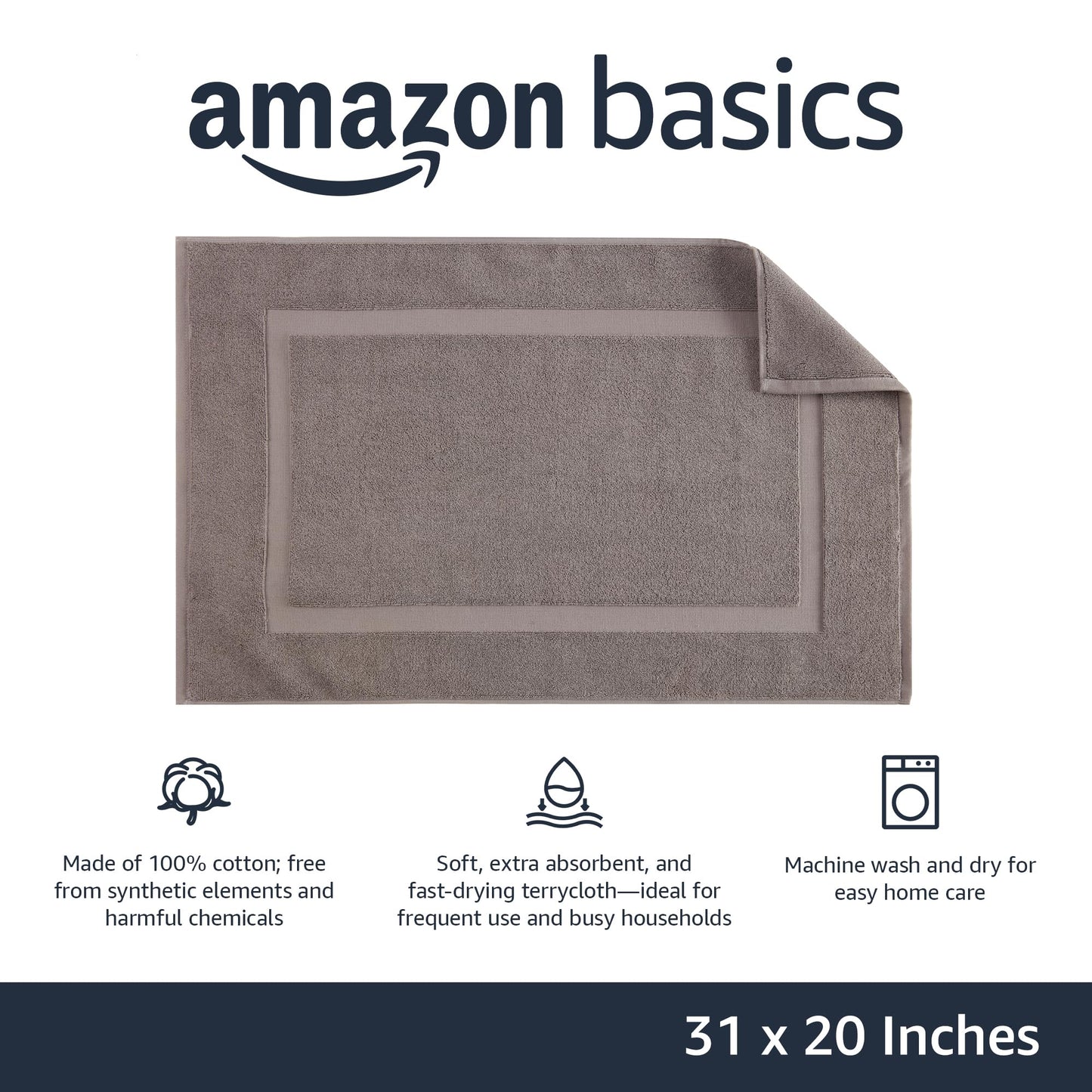 Soft Silver Banded Bath Rug Mat