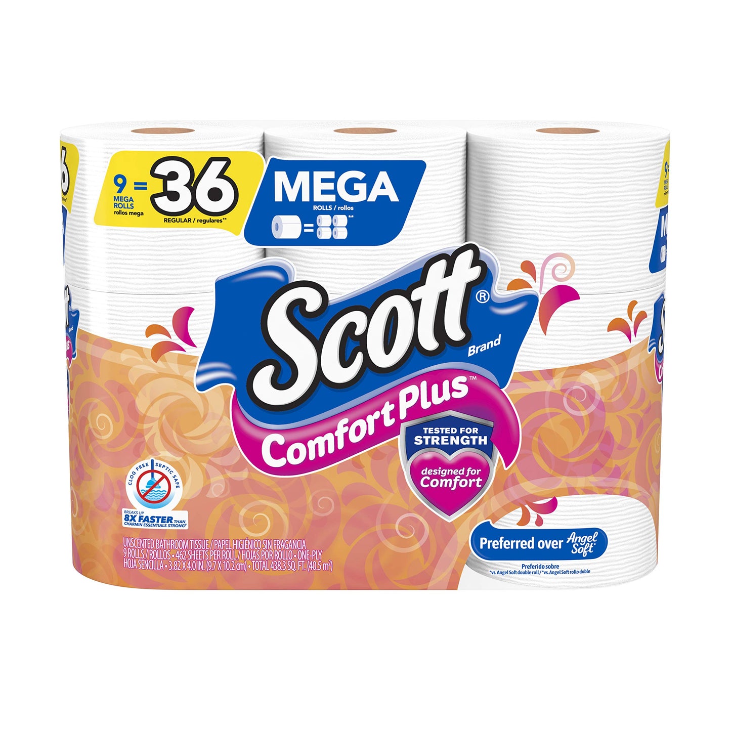 Scott Comfort+ 12 Double Rolls, 231 Sheets, Septic-Safe