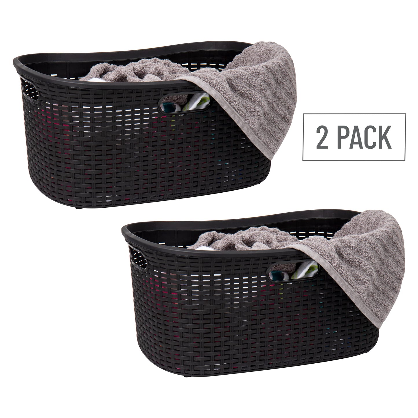 Ivory Wicker Mind Reader 40L Laundry Basket