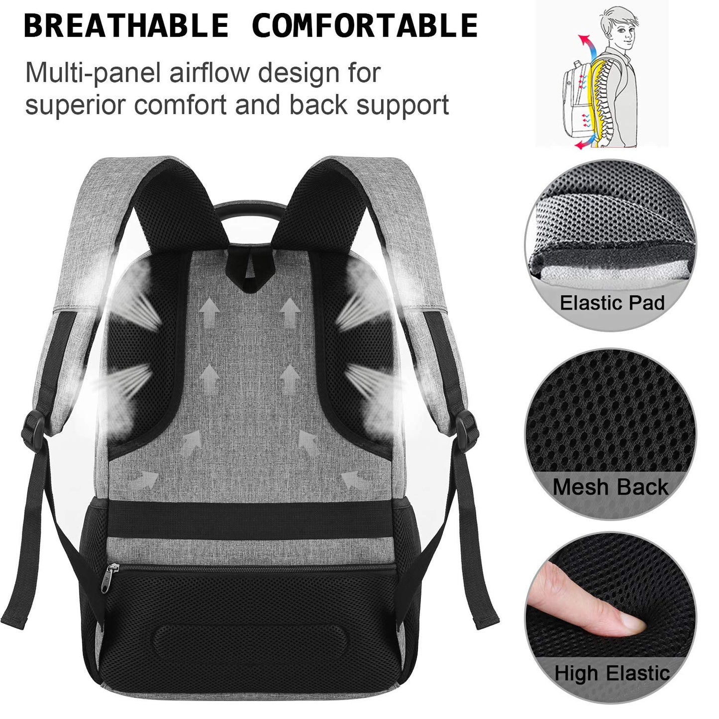 SecureSlim Laptop Backpack with USB & Water Resistance