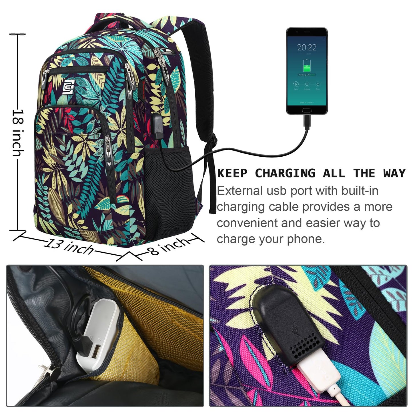 SecureSlim Laptop Backpack with USB & Water Resistance