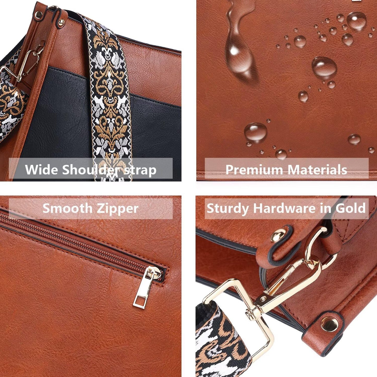 AUYOCO Chic Vegan Leather Crossbody Bag with Strap
