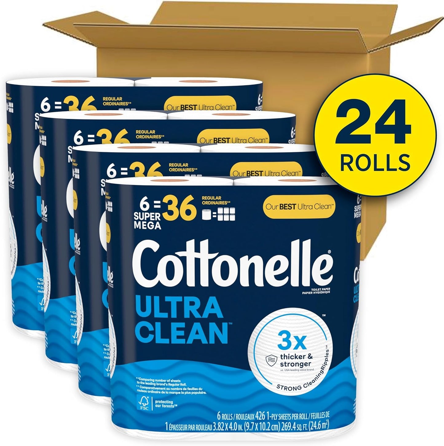 Cottonelle Ultra Clean Toilet Paper: 18 Mega Rolls (72 Regular Rolls), 284 Sheets Each