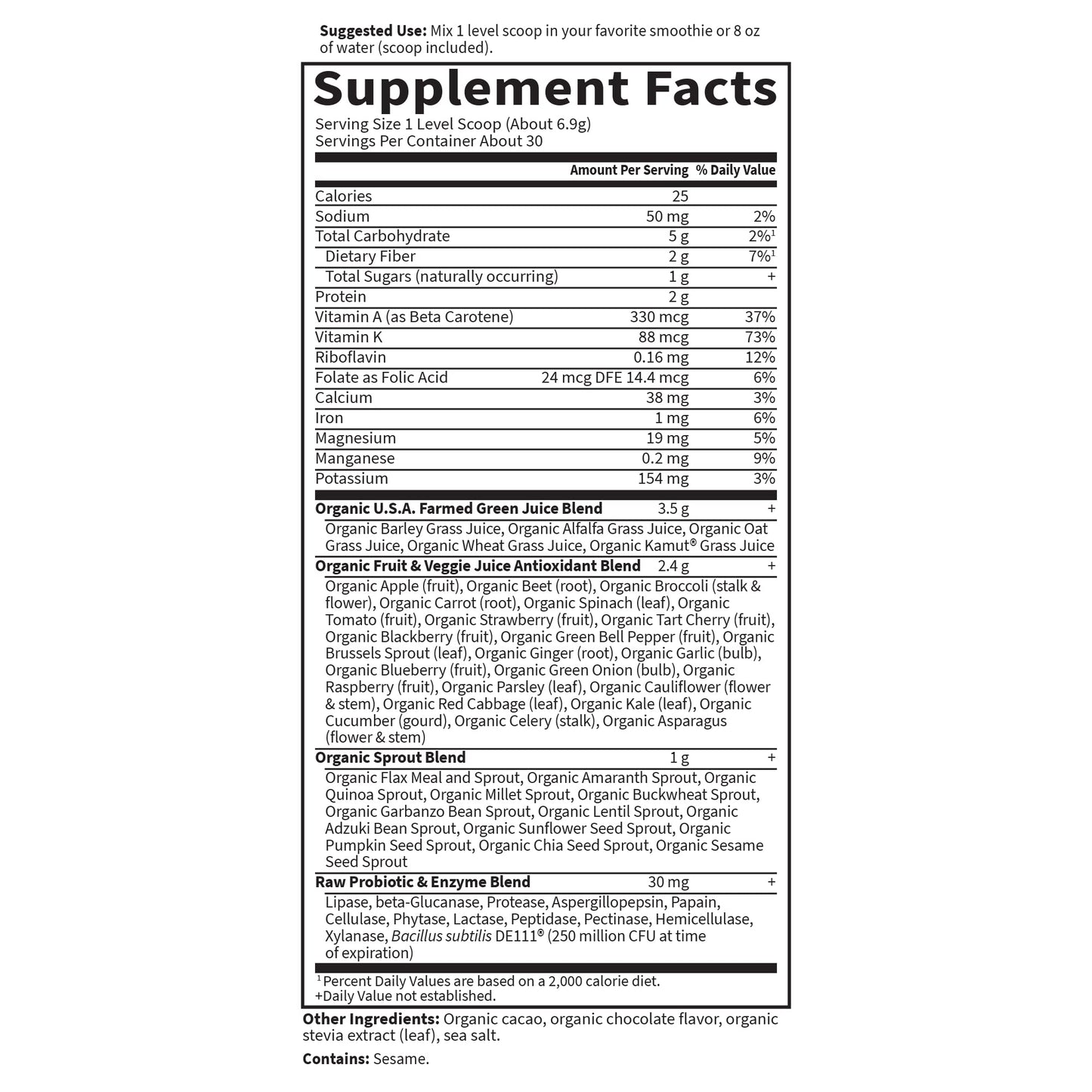 GreenVitality Superfood Powder - Juiced Greens Blend