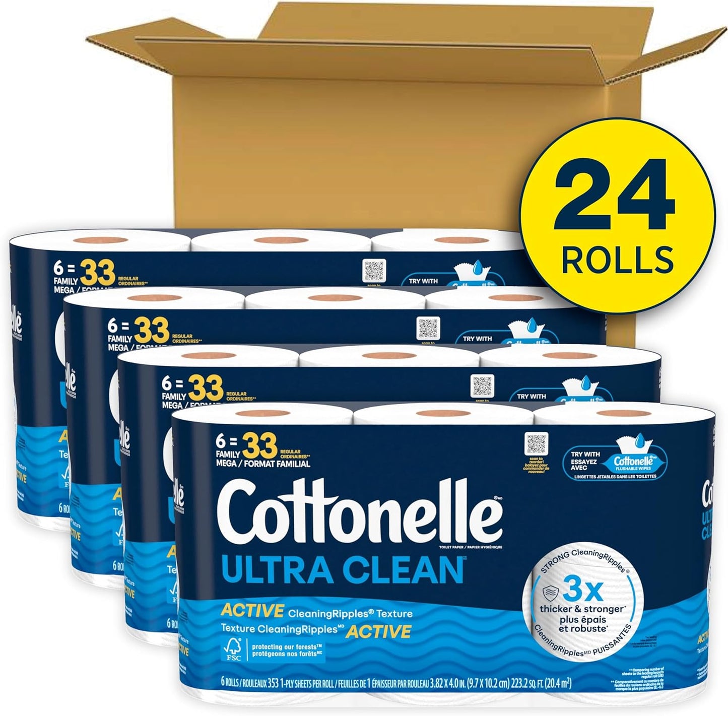 Cottonelle Ultra Clean Toilet Paper: 18 Mega Rolls (72 Regular Rolls), 284 Sheets Each