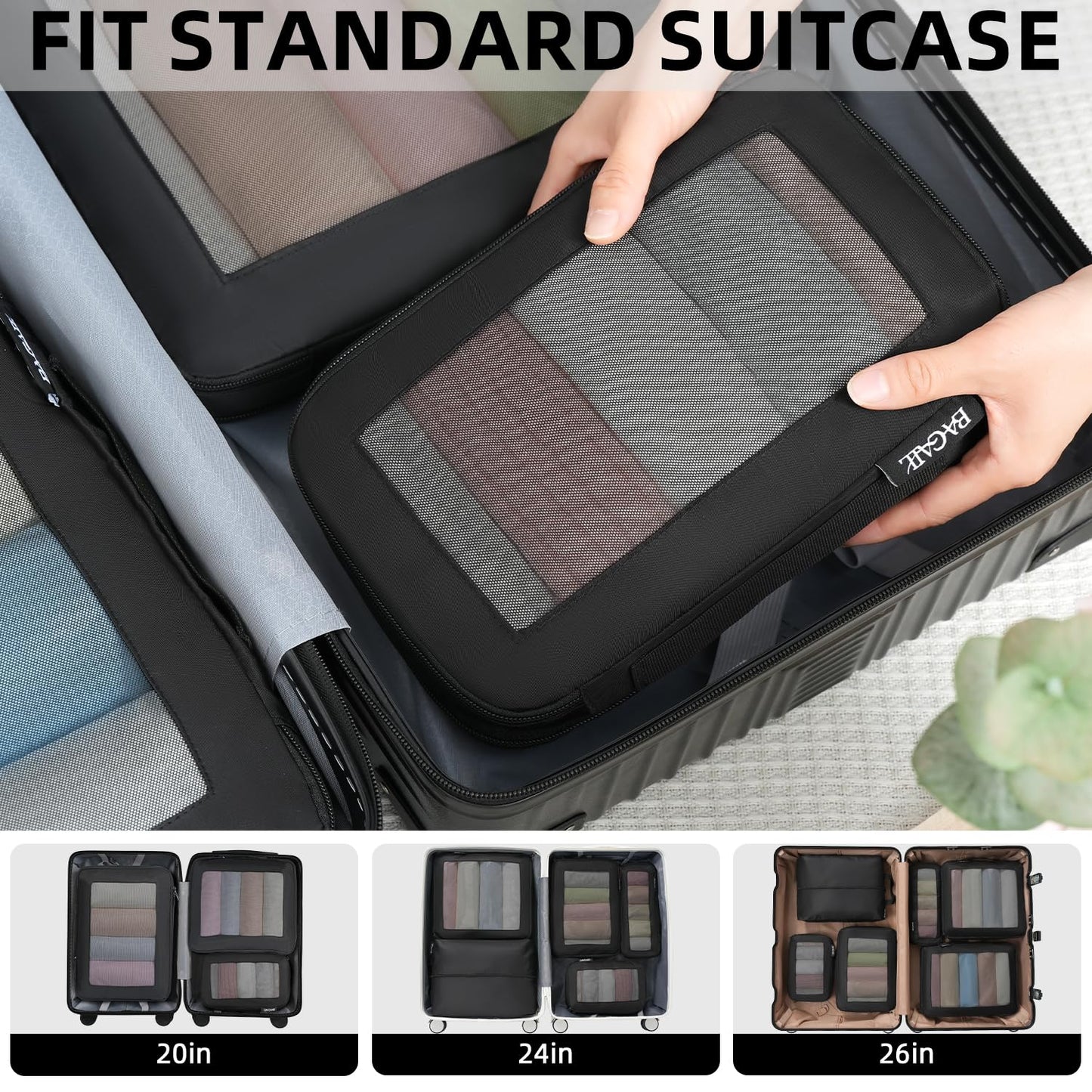 BAGAIL Expandable Travel Compression Cubes Set