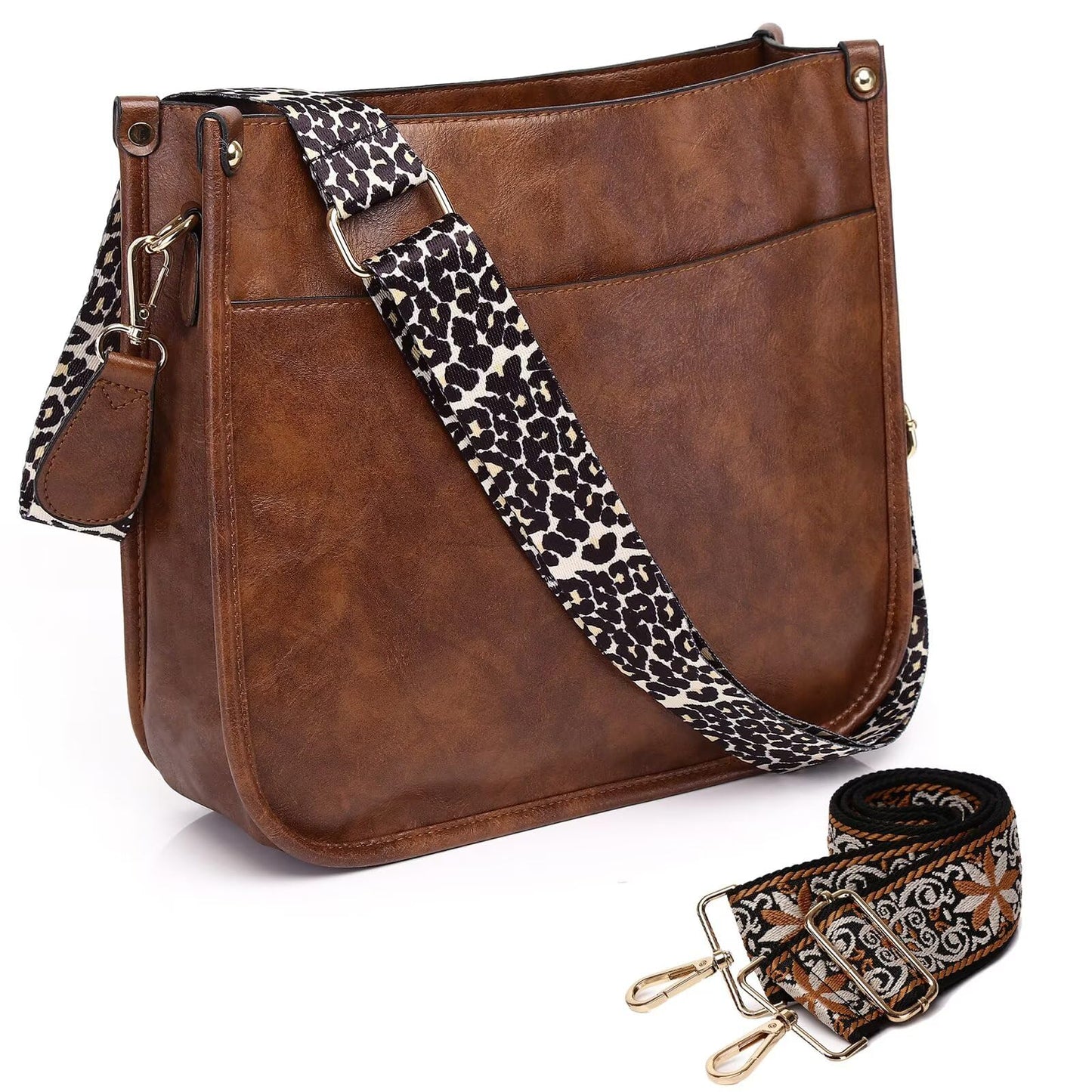 AUYOCO Chic Vegan Leather Crossbody Bag with Strap