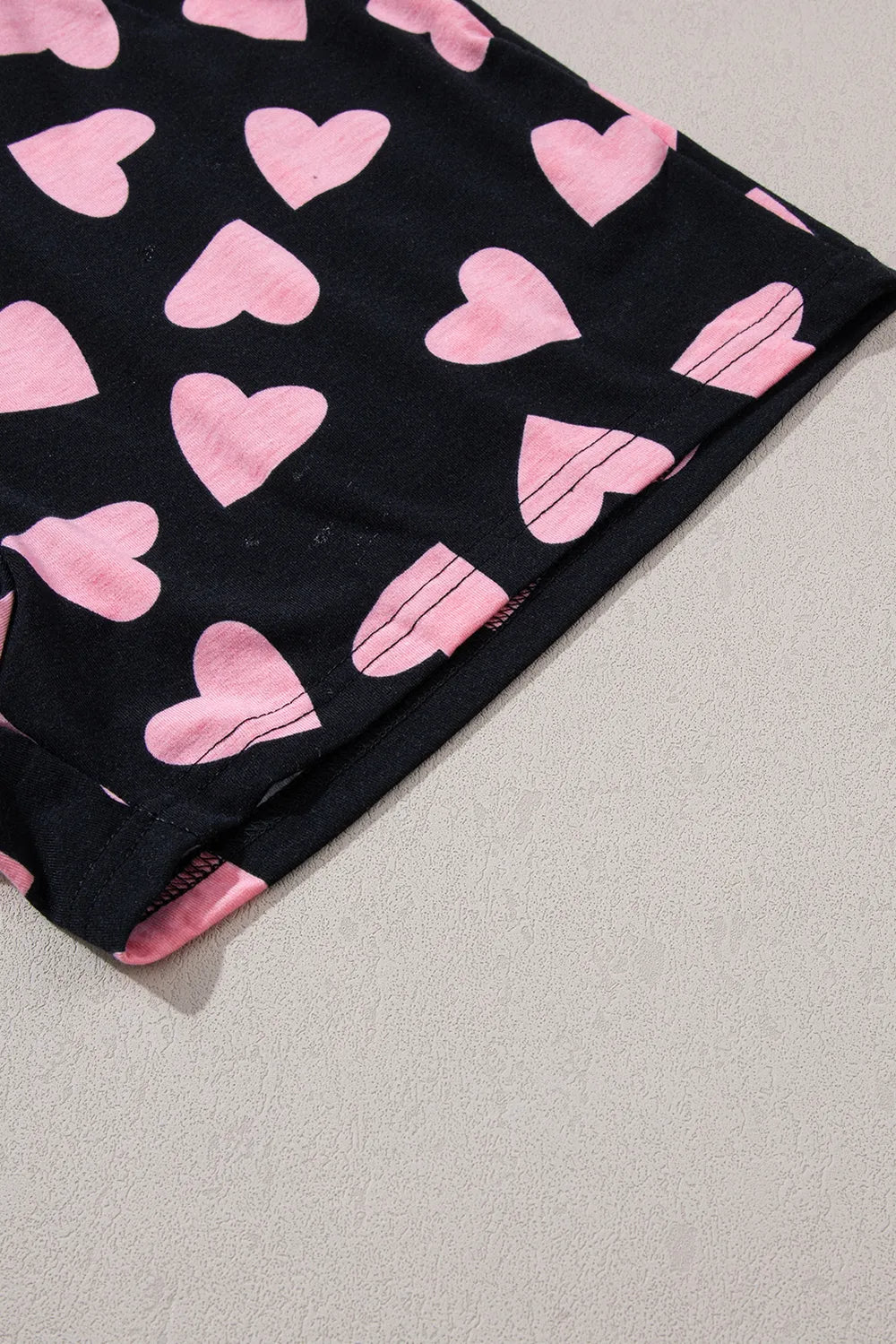 Heart Print Long Sleeve Top and Shorts Lounge Set - Premium Sleepwear from Trendsi - Just $37.99! Shop now at Handbags Specialist Headquarter