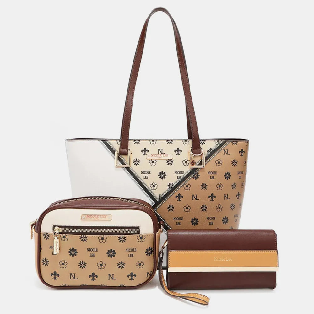 Nicole Lee USA 3-Piece Color Block Handbag Set - Premium handbags from Trendsi - Just $50.99! Shop now at Handbags Specialist Headquarter