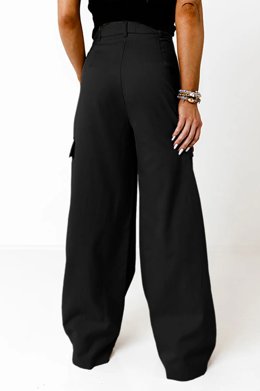 Ruched Wide Leg Pants with Pockets - Premium Bottoms from Trendsi - Just $50! Shop now at Handbags Specialist Headquarter